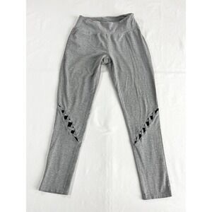 Bebe Sport Criss Cross Leggings Y2k Retro Streetwear Coquette Gray Women's L